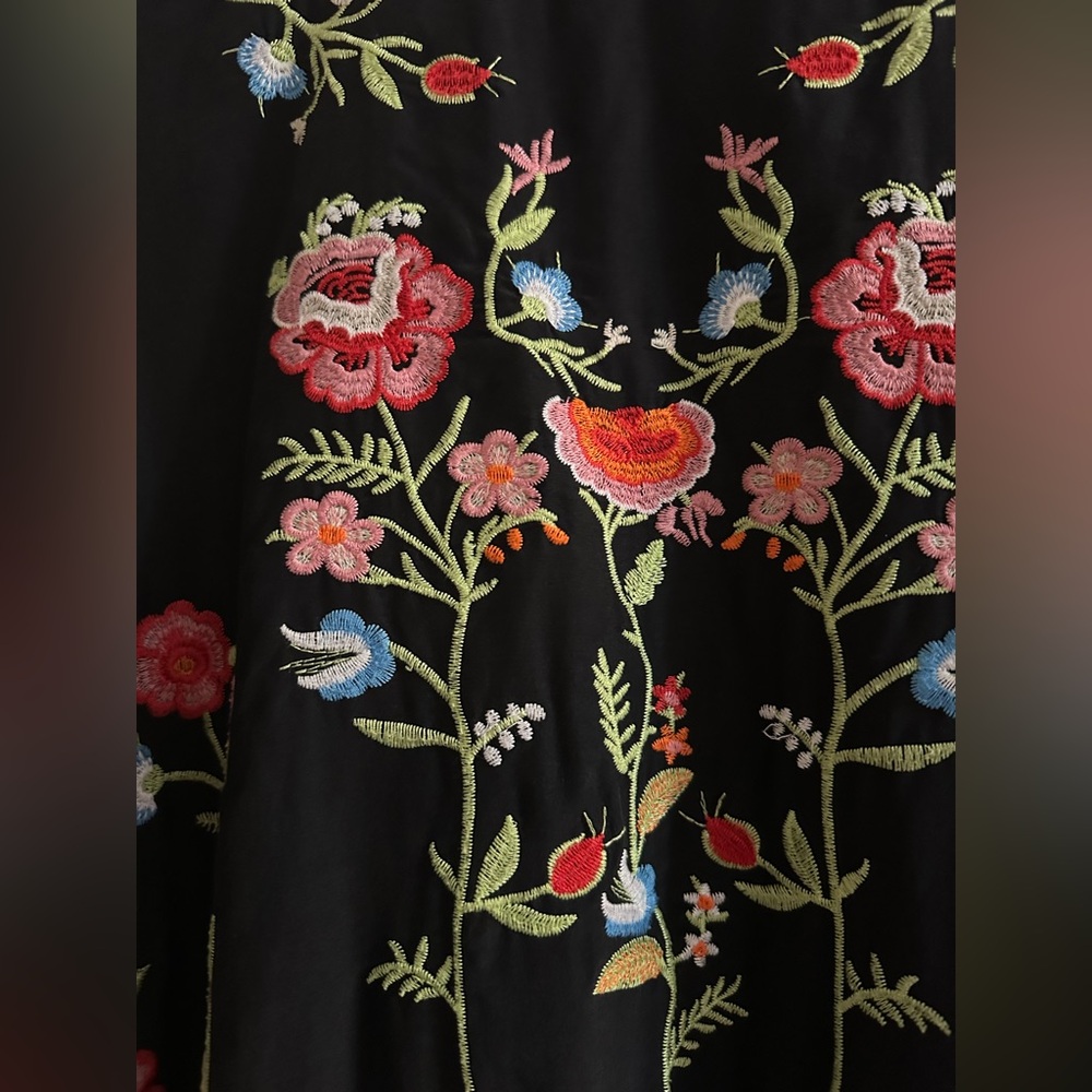 Zara Long Sleeve Embroidered Floral Mini Dress size S Black/ Multi - Picture 8 of 13